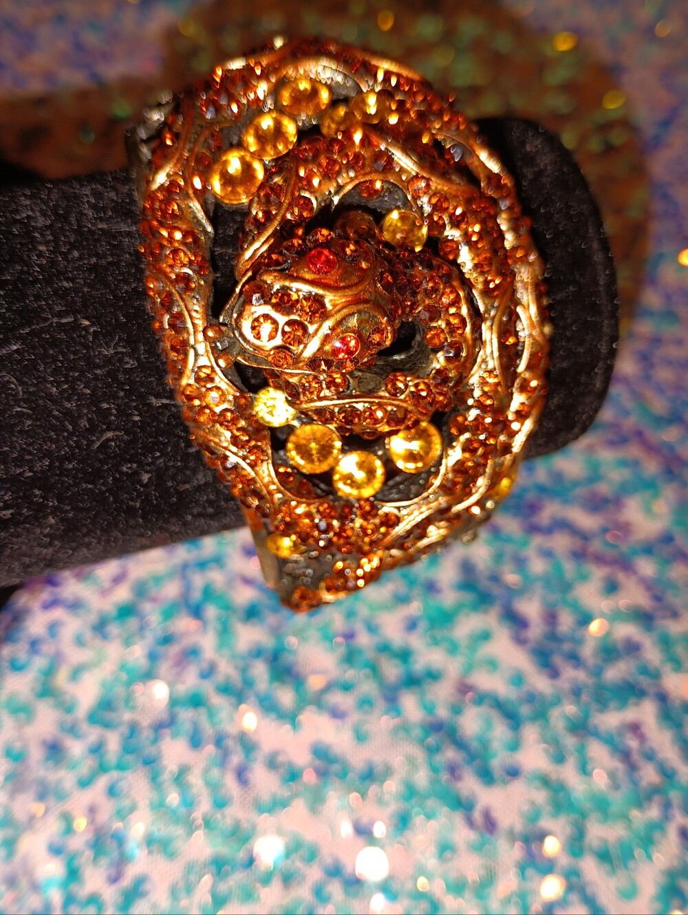 Women’s Gold-Tone Amber Crystal Snake Bracelet Cuff